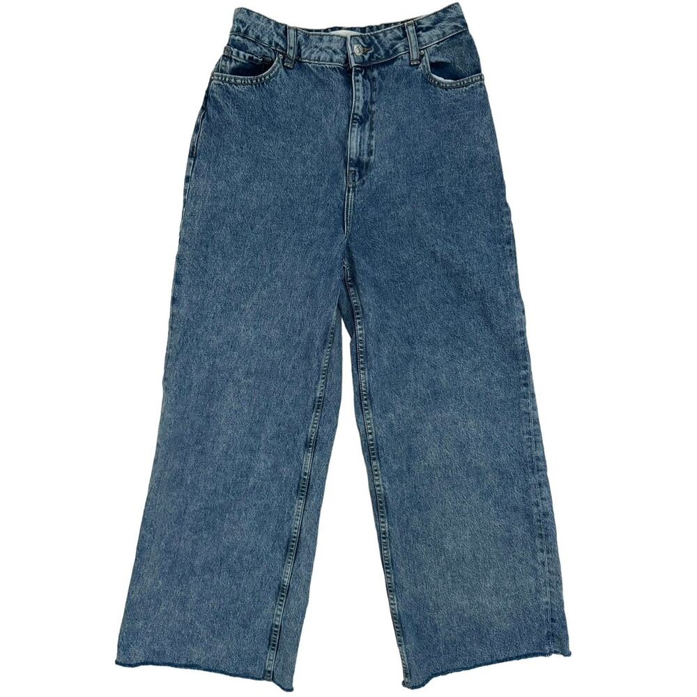 MNG Mango Caroline Denim Jeans Revolve Ultra Wide Leg High Rise Women Size 6